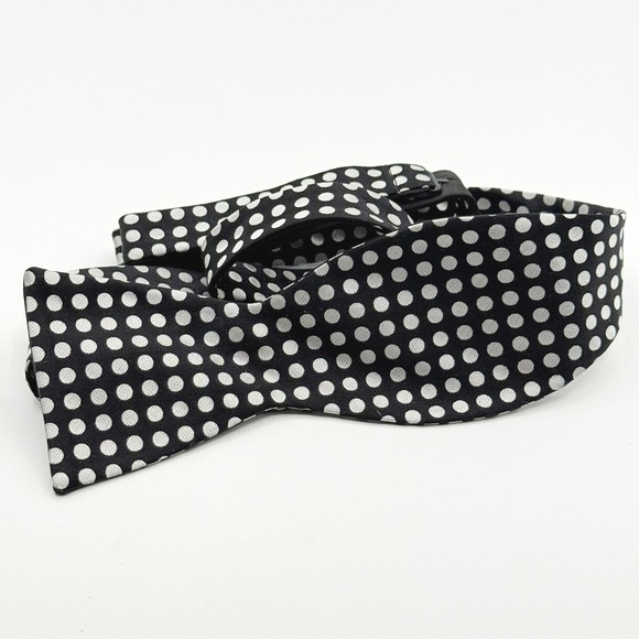 Croft & Barrow Silk Bow Tie Black White Polka Dot Adjustable Formal Neckwear‎ - Picture 1 of 5